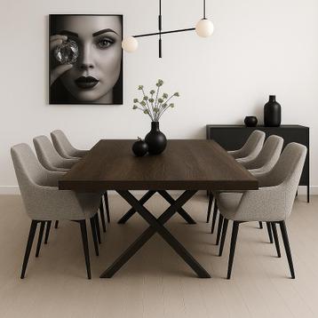 Massief Eiken Tafel met 6 Stoelen beschikbaar voor biedingen