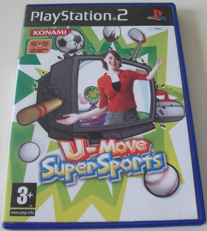 PS2 Game *** U-MOVE SUPER SPORTS *** Fun fuelled craziness, Cd's en Dvd's, Dvd's | Kinderen en Jeugd, Zo goed als nieuw, Overige genres