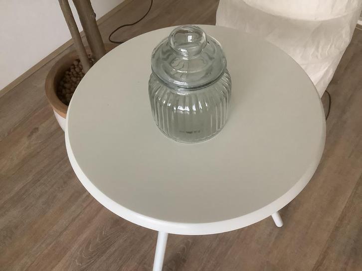 Vintage snoeppot, glas, deksel met plastic afsluitring, Huis en Inrichting, Keuken | Servies, Zo goed als nieuw, Glas of Glazen