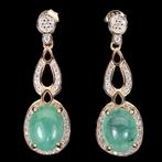 oorbellen 925 zilver 14 k rood goud verguld met Smaragd, Nieuw, Ophalen of Verzenden, Met edelsteen, Knopjes of Stekers