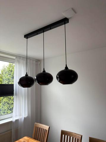 Hanglamp 3-lichts rookglas zwart