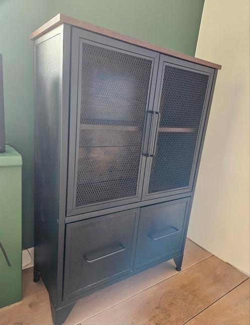 Mooie industriële buffetkast hout-staallook, Huis en Inrichting, Kasten | Buffetkasten, Gebruikt, 100 tot 150 cm, 50 tot 100 cm