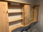 Houten Badkamermeubel met Spiegel, Huis en Inrichting, Badkamer | Badkamermeubels, Ophalen, 100 tot 150 cm, Zo goed als nieuw