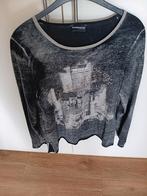 Mooie zwart/wit/grijs shirt met lange mouwen., Zwart, Maat 42/44 (L), Ophalen of Verzenden, Zo goed als nieuw