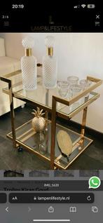 Glazen trolley goud/glas Lamp&lifestyle eric kuster eicholtz, Glas, Rond, Ophalen of Verzenden, Minder dan 55 cm