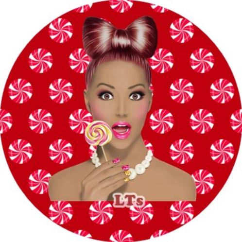 LF3767 ouwel lolly girl 20x4,7cm eetbare cupcake rondjes top, Hobby en Vrije tijd, Taarten en Cupcakes maken, Nieuw, Versiering