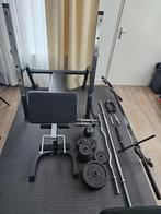 Complete homegym 100kg gewichten dumbells Halterstang bankje, Ophalen, Zo goed als nieuw, Fitnessbank