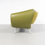 1 Leolux Arabella 3-zits/220cm Bank Groen/Geel Leer - Chroom, Huis en Inrichting, Niet ingevuld, Niet ingevuld, Driepersoons, 75 tot 100 cm