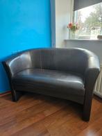 Zwart kunstleren 2-zits Bank, Ophalen, Minder dan 75 cm, Tweepersoons, Leer