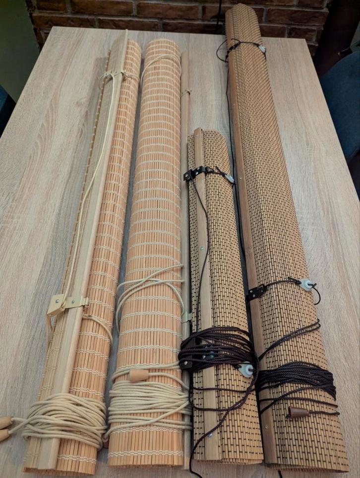 Bamboe rolgordijnen - 4 stuks - Natuurlijke sfeer, Huis en Inrichting, Stoffering | Gordijnen en Lamellen, Zo goed als nieuw, 50 tot 100 cm