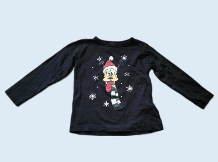 DISNEY zwarte Pluto kerst longsleeve maat 92 ~ MP3016, Kinderen en Baby's, Kinderkleding | Maat 92, Zo goed als nieuw, Jongen