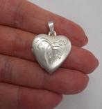 Zilveren Art Nouveau hart medallion hanger K&L nr.866, Sieraden, Tassen en Uiterlijk, Verzenden, Zo goed als nieuw, Hart, Zilver