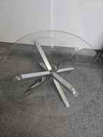 Moderne glazen salontafel met metalen onderstel, Huis en Inrichting, Tafels | Salontafels, 50 tot 100 cm, Zo goed als nieuw, Glas