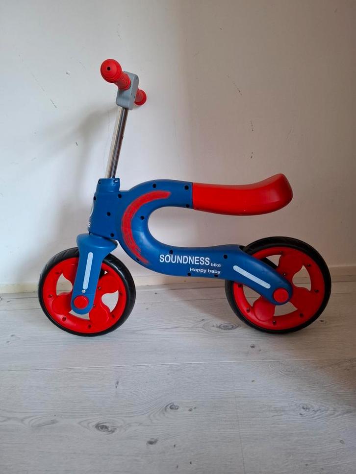 Blauw/rood kleurige stoere loopfiets, loopfietsje, Kinderen en Baby's, Speelgoed | Buiten | Voertuigen en Loopfietsen, Nieuw, Loopfiets