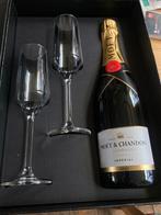 Moët et Chandon champagne in luxe geschenkdoos met 2 glazen!, Ophalen, Nieuw, Frankrijk, Champagne