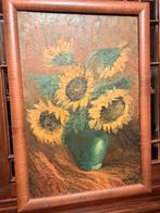 olieverf op linnen zonnebloemen J v Garden, Antiek en Kunst, Ophalen of Verzenden