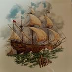 Vintage Tegel mosa met Schip, Ophalen of Verzenden