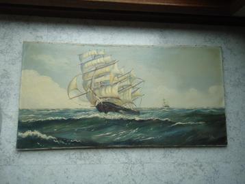 Maritiem doek  80x41 cm.gesigneerd ! beschikbaar voor biedingen