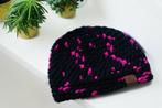 Zwart met roze accenten mutsen, volwassene en baby, Maat 38/40 (M), Nieuw, Ophalen of Verzenden, Handgemaakt