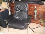 Vintage / Fauteuil 70er jaren / Rundleer / Mid - century /, Huis en Inrichting, Fauteuils, Ophalen, Gebruikt, Vintage, 75 tot 100 cm