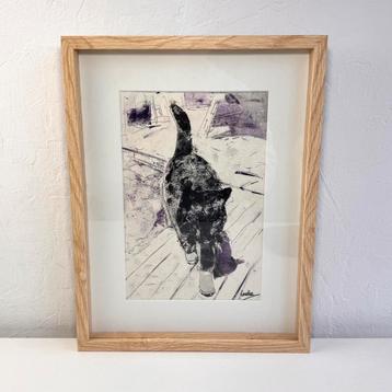 Vintage schilderij van kat | inkt en aquarel beschikbaar voor biedingen