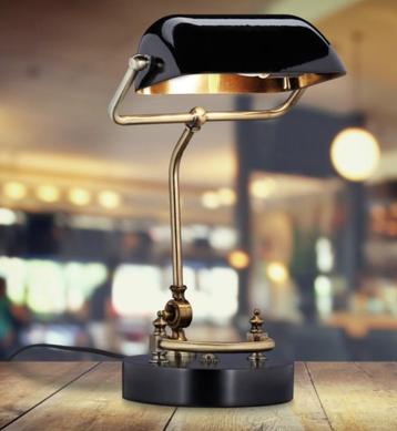 Bankierslamp met zwarte voet - nieuw- beschikbaar voor biedingen
