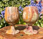 Twee prachtige, zware onyx bekers (12 cm hoog), Ophalen of Verzenden