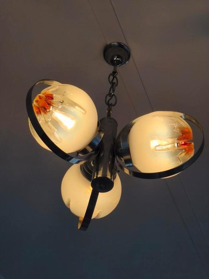 Vintage Murano Lamp, Huis en Inrichting, Lampen | Hanglampen, Gebruikt, Minder dan 50 cm, Glas, Metaal, Ophalen of Verzenden