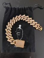 Miami cuban armband diamond gold unisex, Staal, Nieuw, Ophalen of Verzenden, Goud