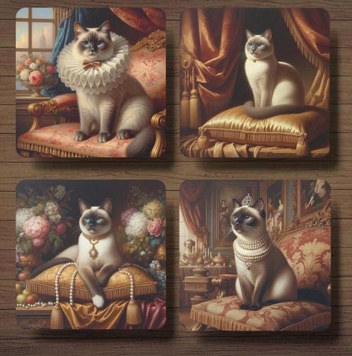 Siamees Barok onderzetters met houder, Huis en Inrichting, Woonaccessoires | Onderzetters, Nieuw, Glas of Kopje, Ophalen of Verzenden
