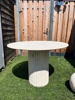 Travertin eettafel 130cm direct leverbaar, Ophalen, Zo goed als nieuw, Rond, Overige materialen