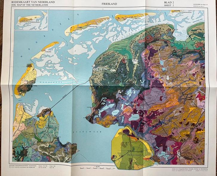 bodemkaart Friesland 1960 bodemkartering Wageningen, Boeken, Atlassen en Landkaarten, Zo goed als nieuw, Landkaart, Nederland