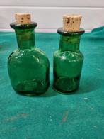 flesjes groen glas met kurk vintage, Ophalen of Verzenden