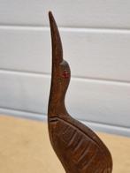 beeld houten kraanvogel vintage, Verzamelen, Beelden en Beeldjes, Ophalen of Verzenden