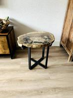Versteend hout - salon tafel / side table, Nieuw, 25 tot 50 cm, Rond, Ophalen