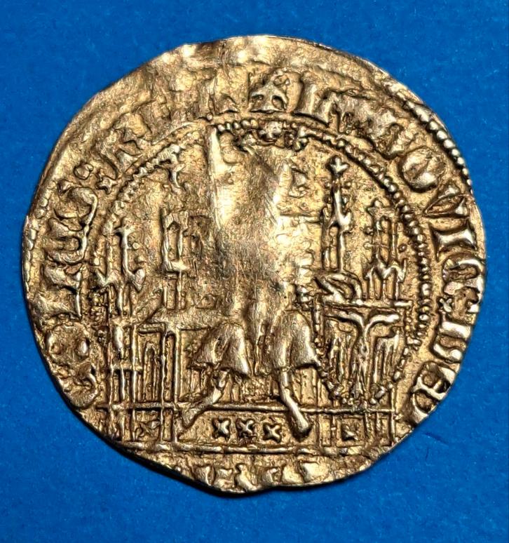 Vlaanderen 1/4 gouden schild Lodewijk van Male 1352-1353, Postzegels en Munten, Munten | Nederland, Losse munt, Overige waardes