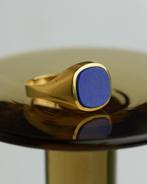 Vintage gouden zegelring Lapis Lazuli ring goud 14 karaat, Ophalen of Verzenden, Dame, Goud, Goud