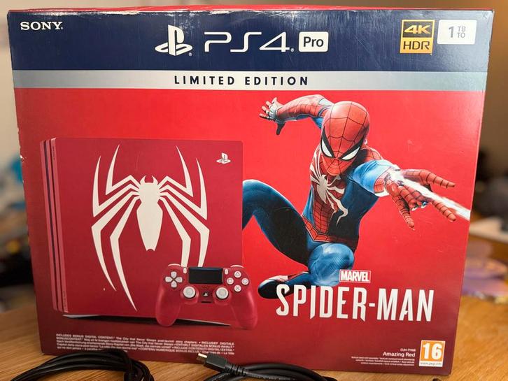 PS4 Pro 1TB Spider-Man - Limited Edition!, Spelcomputers en Games, Spelcomputers | Sony PlayStation 4, Gebruikt, Pro, 1 TB, Met 2 controllers