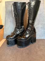 Fetish Laklaarzen Plateau Boots, Hoge laarzen, Zwart, Ophalen of Verzenden, Gedragen