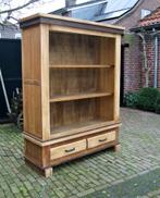 Stoere eiken boekenkast met metalen lijsten, 100 tot 150 cm, Ophalen of Verzenden, Zo goed als nieuw, Met lade(s)