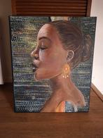 Schilderij op doek Afrikaanse vrouw 50 bij 60 cm, Huis en Inrichting, 50 tot 75 cm, Nieuw, Ophalen of Verzenden, Schilderij