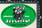 Sticker: Zeegerhof - Planten - Kas - Alphen aan den Rijn, Verzamelen, Stickers, Verzenden