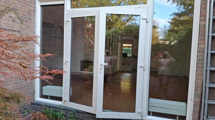 Kunststof openslaande deuren met zijpanelen en glas, Doe-het-zelf en Verbouw, Deuren en Horren, Zo goed als nieuw, Overige typen