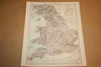 Antieke kaart - Engeland en Wales - Circa 1885 !!, Gelezen, Ophalen of Verzenden, Landkaart, 1800 tot 2000