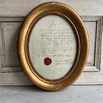 Bois doré lijst met lakzegel *tres jolie Duiven*, Ophalen of Verzenden