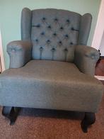 Blauw grijze fauteuil met stoere stof, Ophalen, Gebruikt, Klassiek, 75 tot 100 cm