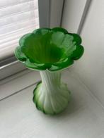 Murano kelkbloem Groene glazen vaas, 50 tot 75 cm, Ophalen of Verzenden, Groen, Glas