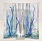 Moderne vierkante glazen schaal met aquatisch decor., Huis en Inrichting, Schaal, Vierkant, Nieuw, Ophalen of Verzenden