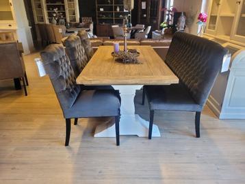 *ACTIE* Landelijke Eetkamerbank 180 cm + 3 Stoelen Victor (1 beschikbaar voor biedingen