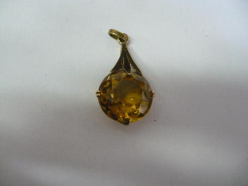 14 krt. gouden zeer mooi kettinghanger met bruin steentje, Sieraden, Tassen en Uiterlijk, Kettinghangers, Gebruikt, Goud, Bruin